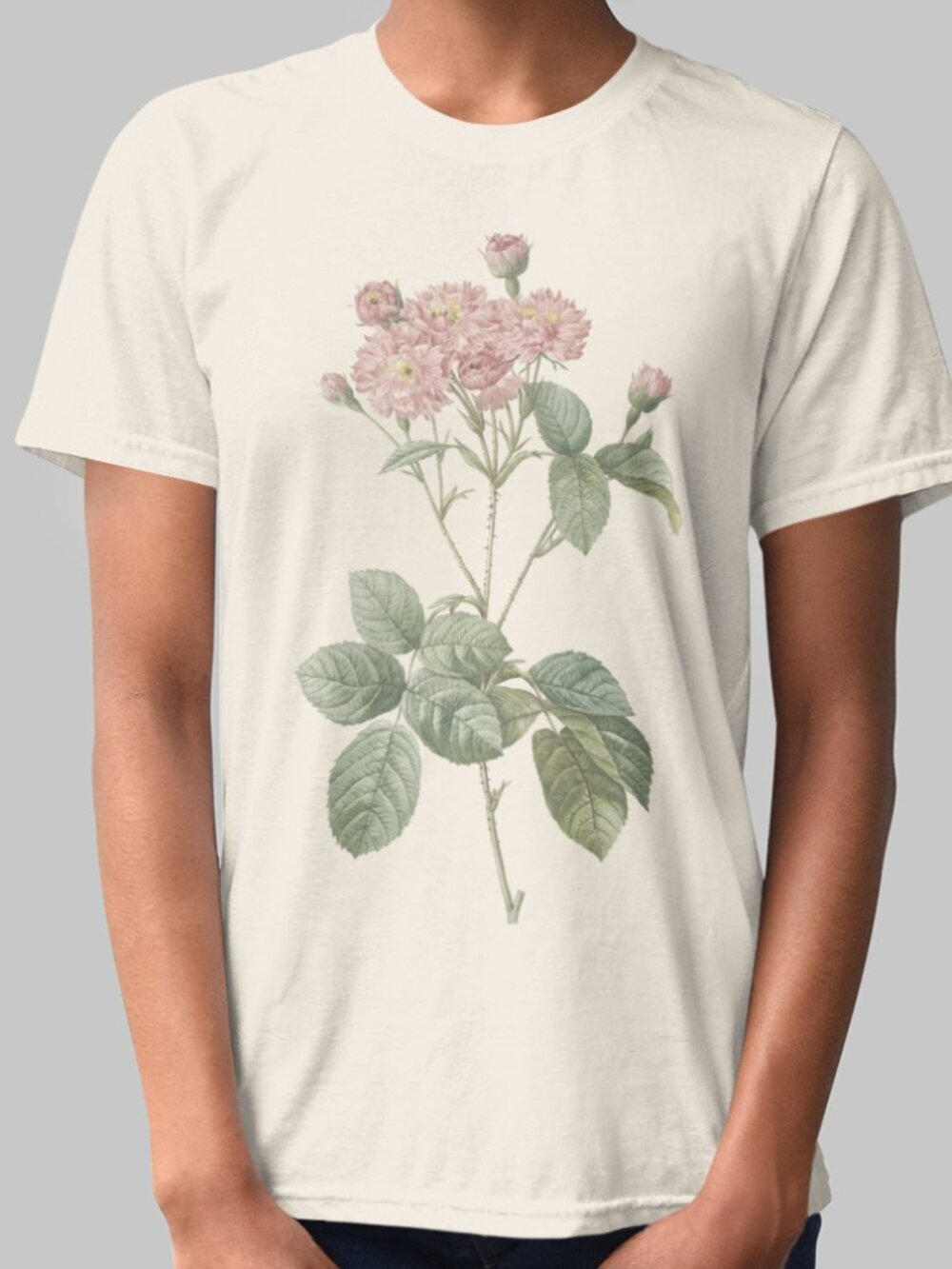 Rose Vintage Floral Print Short Sleeve Graphic Tee T-shirt S-XXL